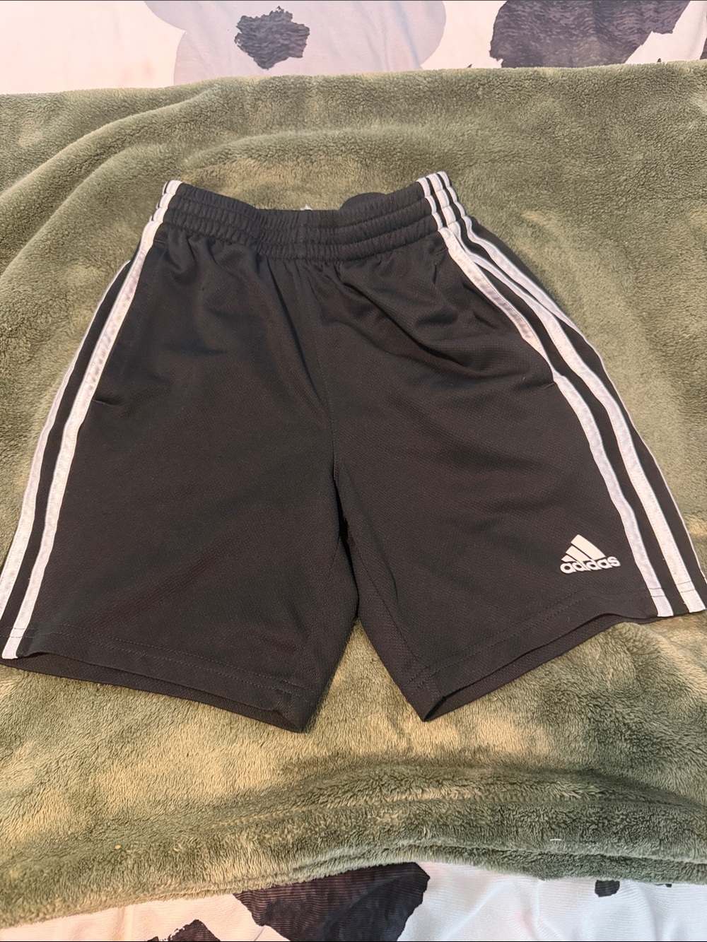 adidas kids Black Athletic Shorts with White Stripes